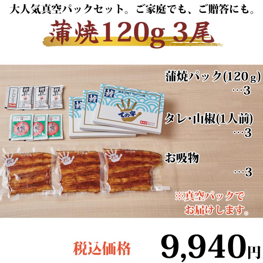 うなぎ 化粧箱入り国産蒲焼 120g×3セット