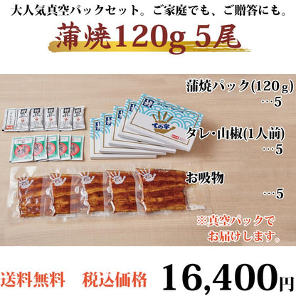 うなぎ 化粧箱入り国産蒲焼 120g×5セット